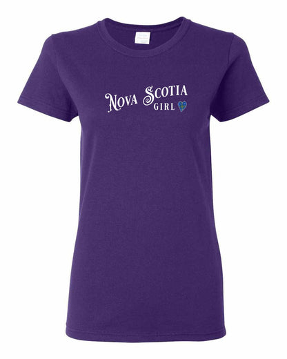 Nova Scotia Girl Tartan Heart Full womens-tee