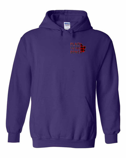 Plaid to the Bone Stacked Leaf Left Chest and Back Pullover