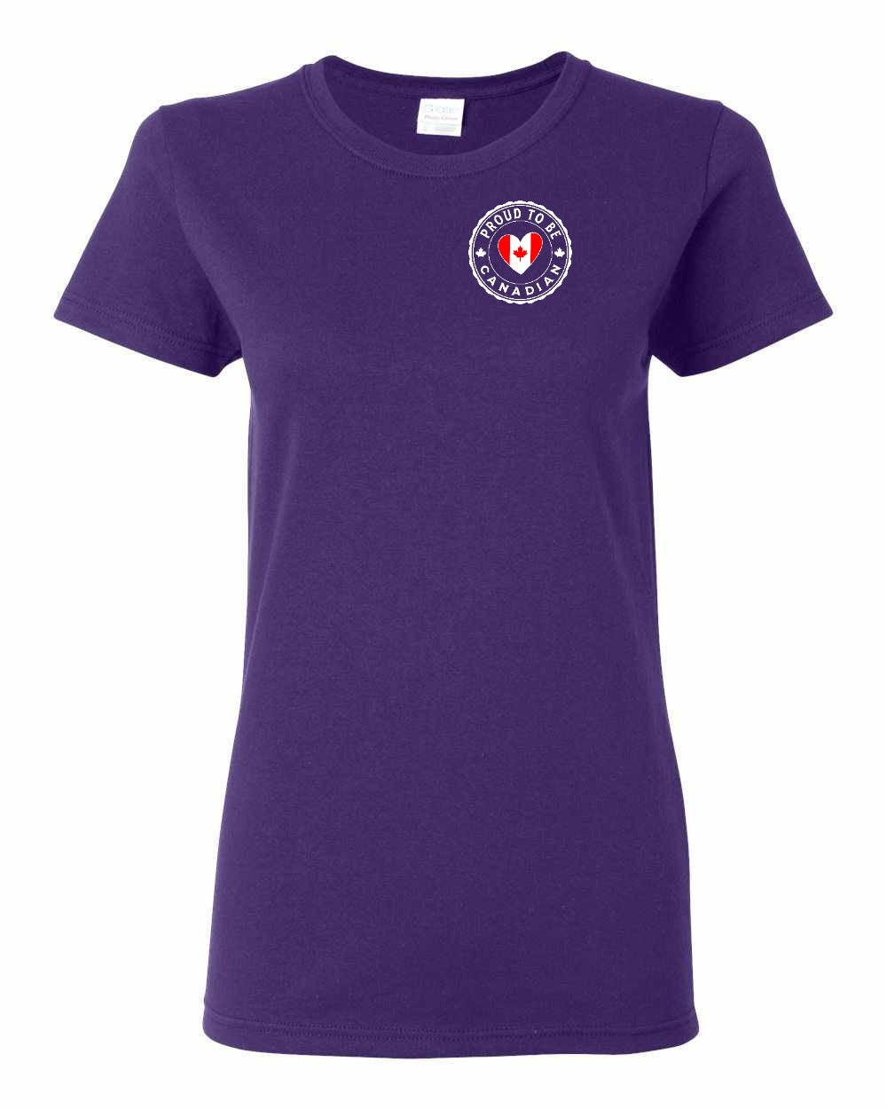Proud to Be Canadian Heart Left Chest And Back Women's Tee - Gildan Canada (sewn Internationally)