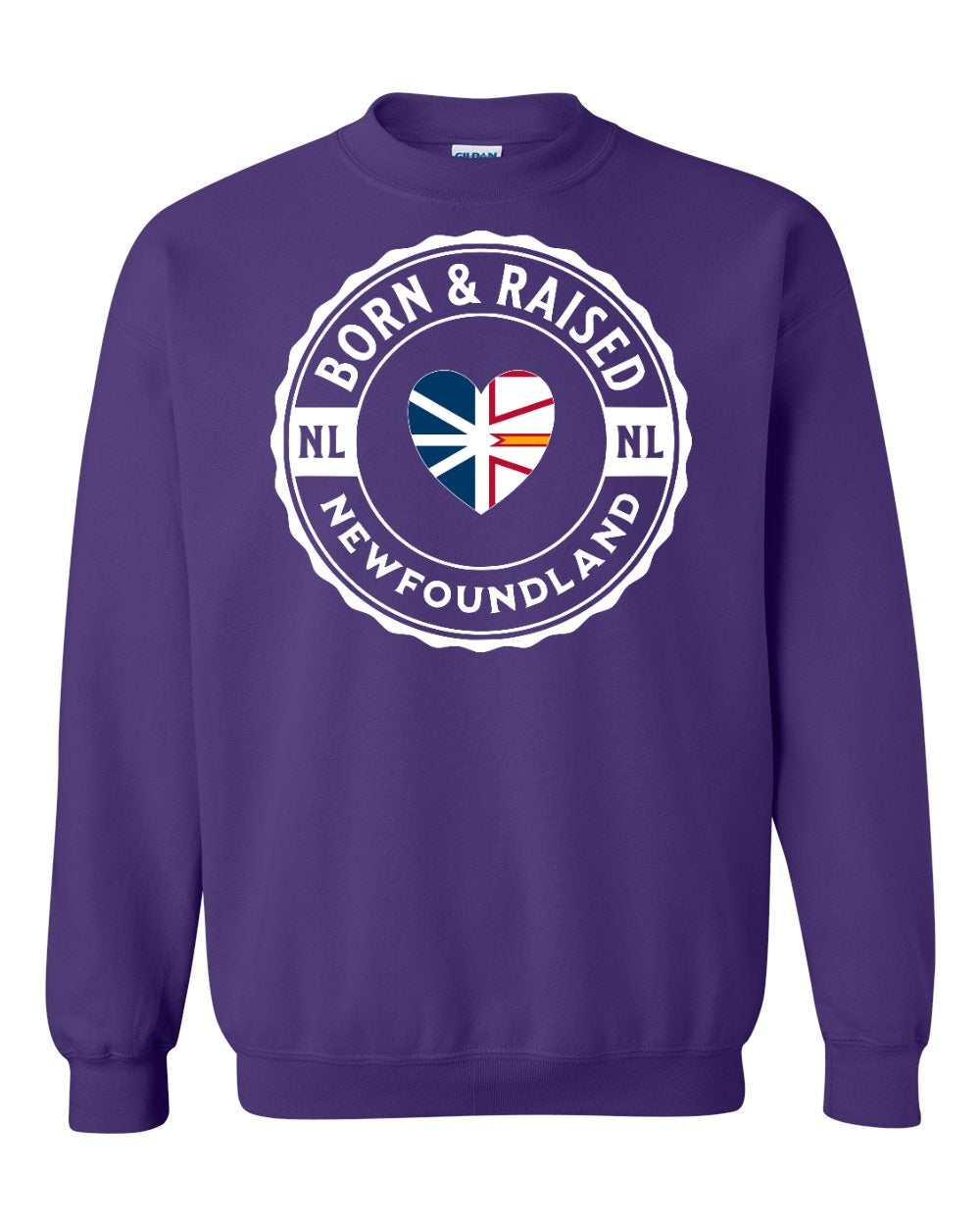 Born and Raised NFLD Heart Flag Crewneck Sweatshirt - Unisex
