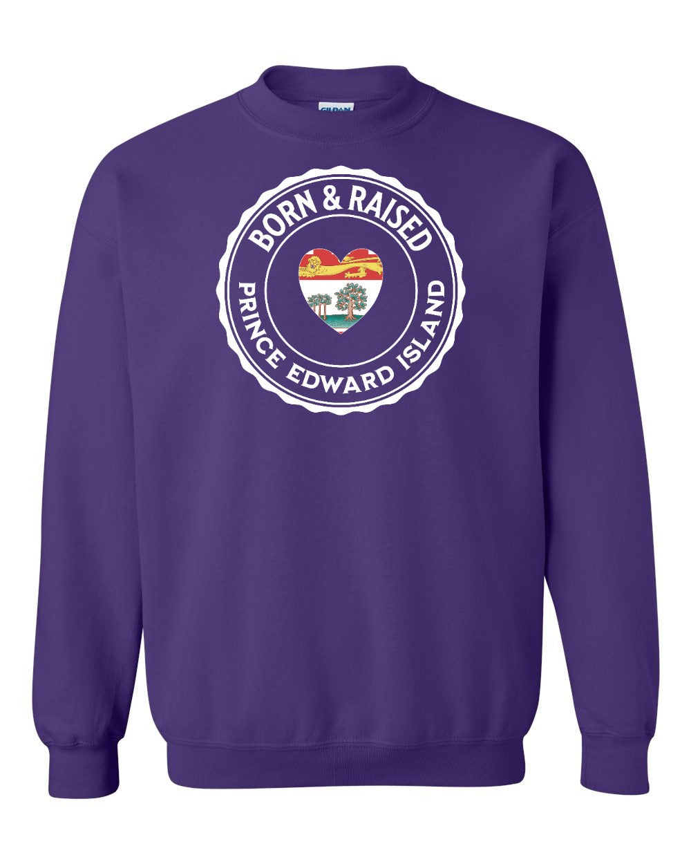 Born and Raised PEI Heart Flag Crewneck Sweatshirt - Unisex