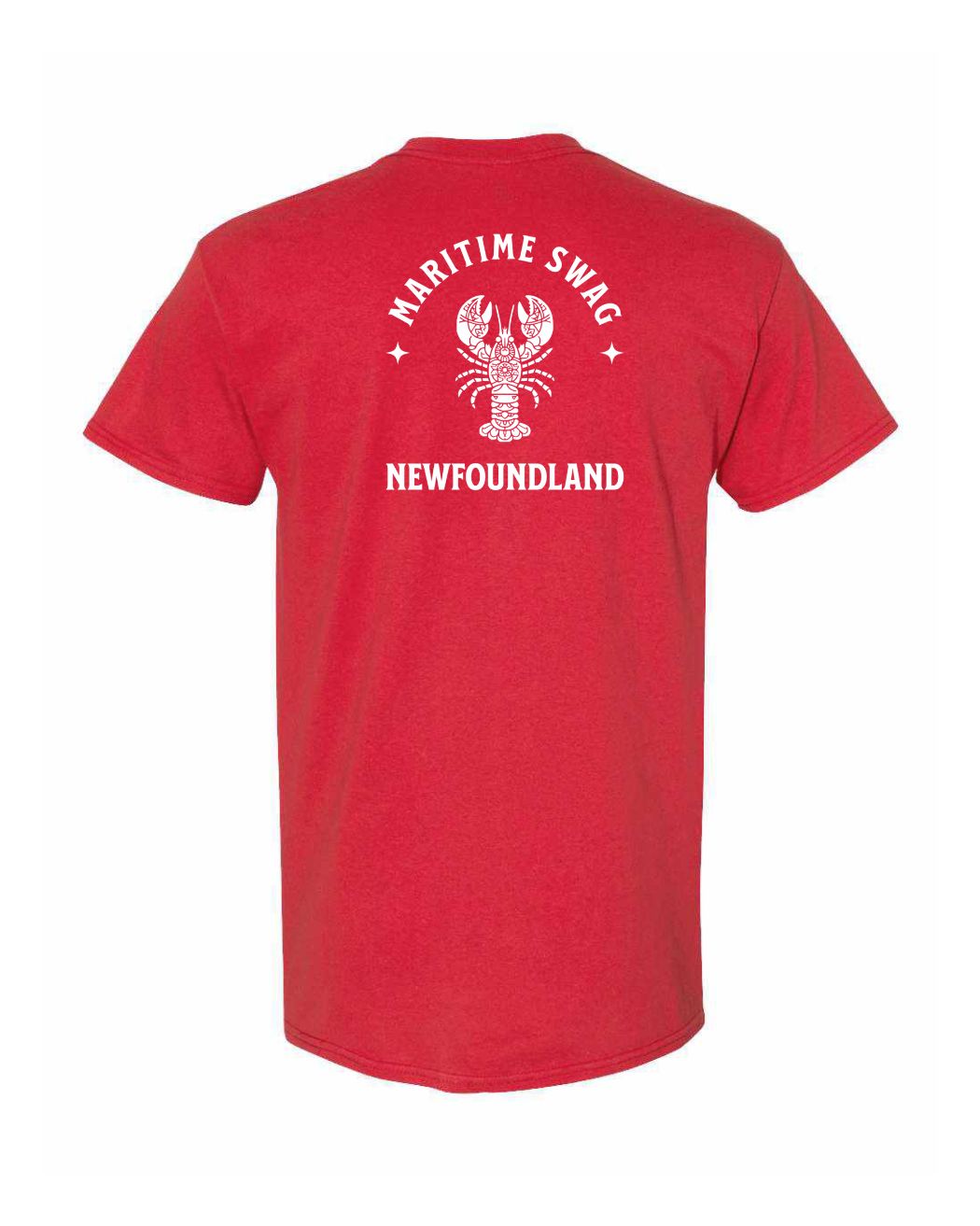 Maritime Swag NFLD Mandala white Lobster Left Chest and Back Men's Tee