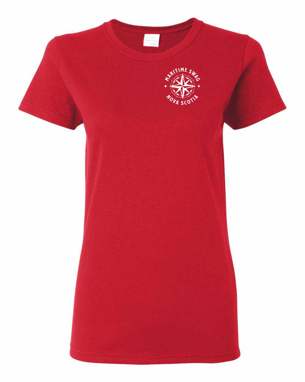 Maritime Swag Nova Scotia Compass Left Chest and Back womens-tee