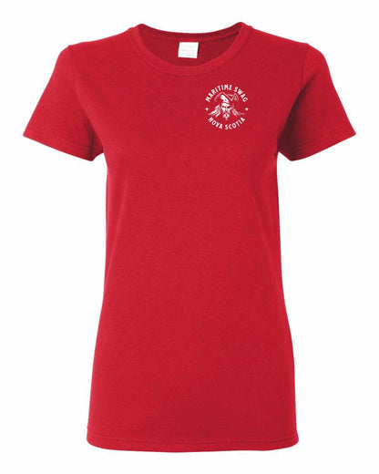 Maritime Swag Nova Scotia Pirate Left Chest and Back womens-tee