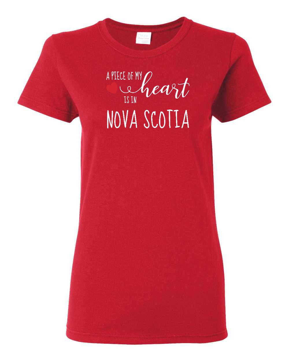 A piece of My heart in Nova Scotia (Red Heart) Full womens-tee