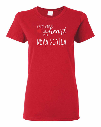 A piece of My heart in Nova Scotia (Red Heart) Full womens-tee