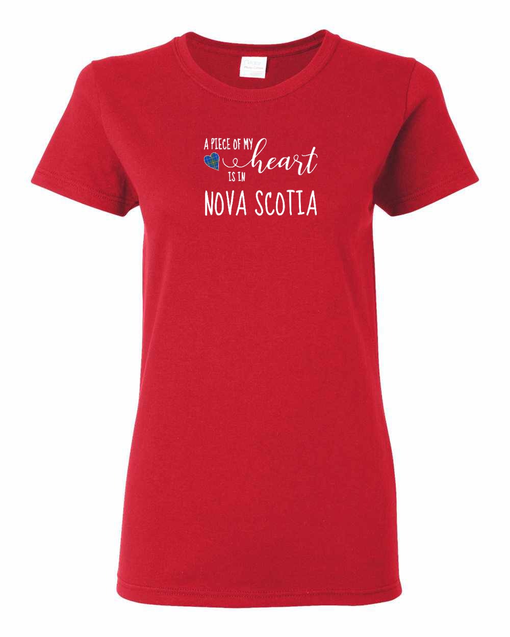 A piece of My heart in Nova Scotia (Tartan Heart) Full womens-tee