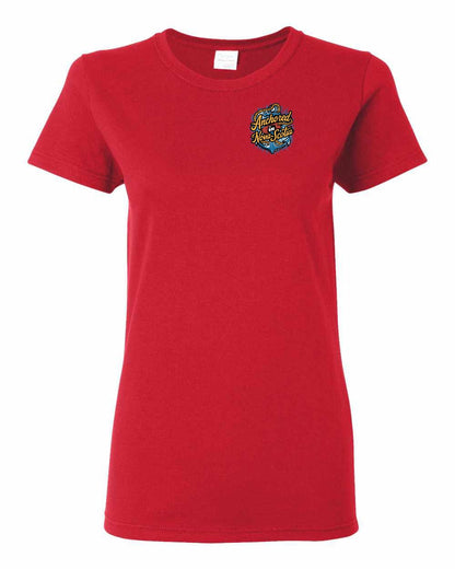 Anchored In Nova Scotia (Old Design) Left Chest and Back womens-tee