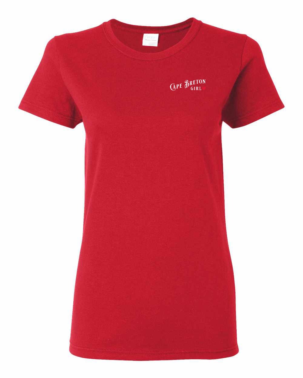 Cape Breton Girl Red Heart Left Chest Women's Tee