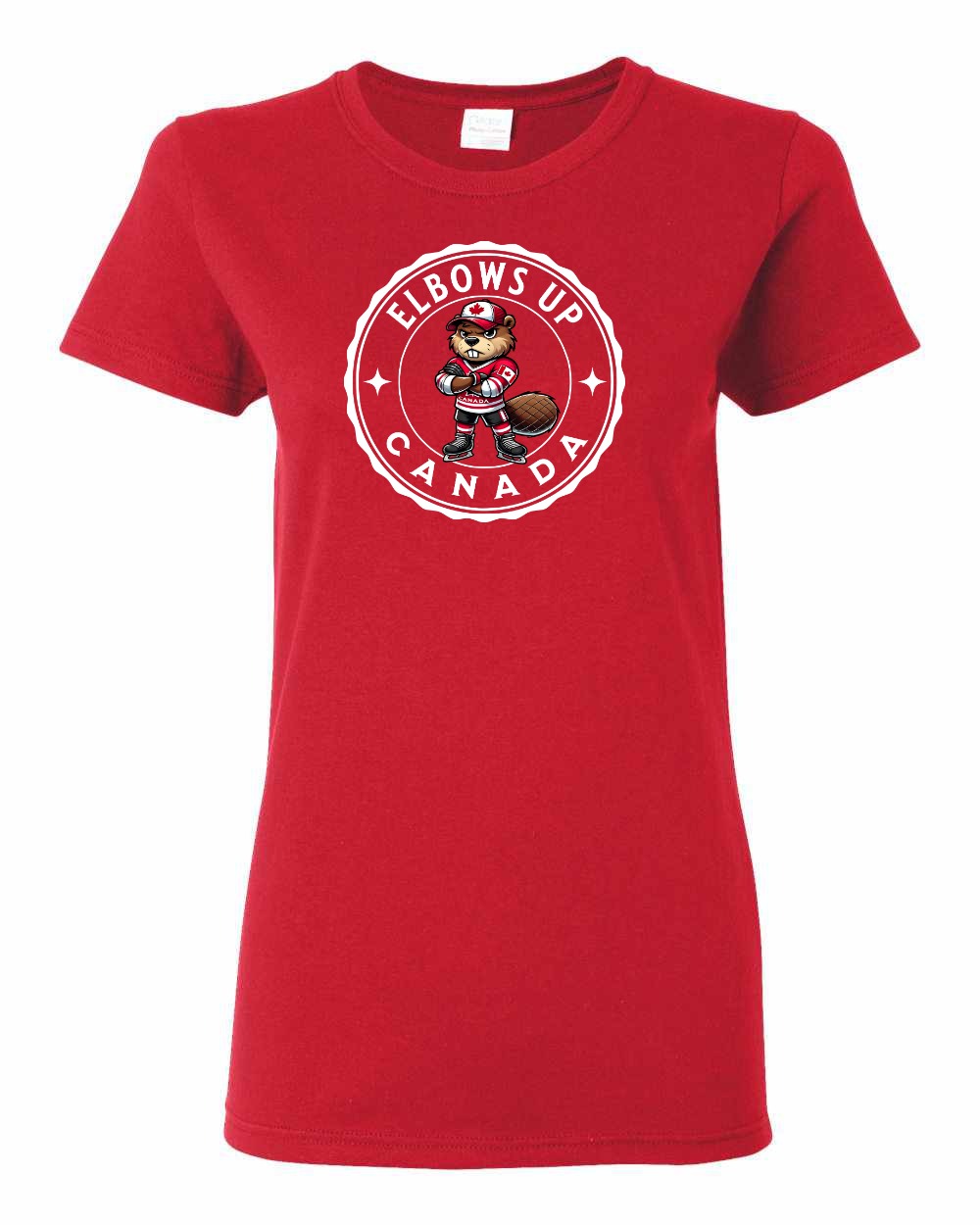 Elbows Up Beaver Women's Tee - Gildan Canada (sewn Internationally)