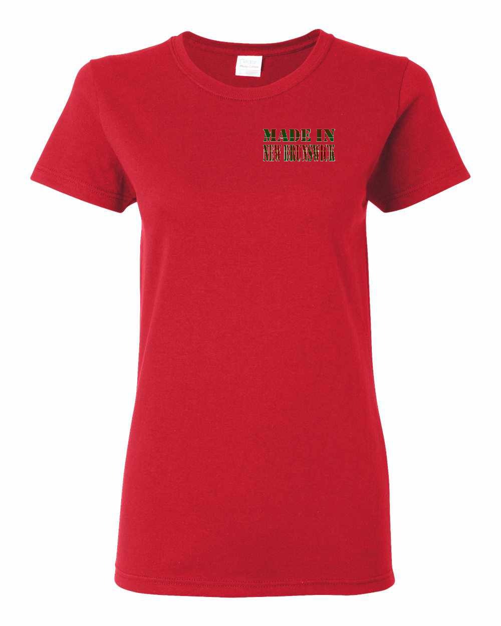 Made In New Brunswick ( Tartan Lettering) Left Chest and Back Women's Tee