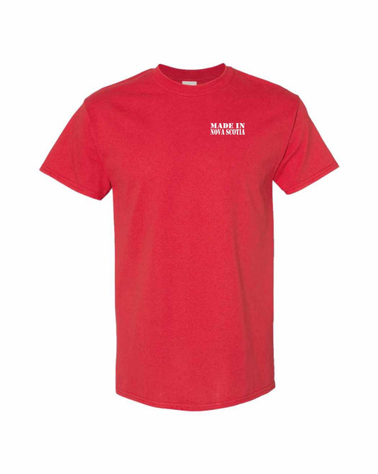 Made In Nova Scotia ( White Lettering) Left Chest mens-tee