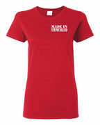 Made In NFLD ( White Lettering) Left Chest Women's Tee