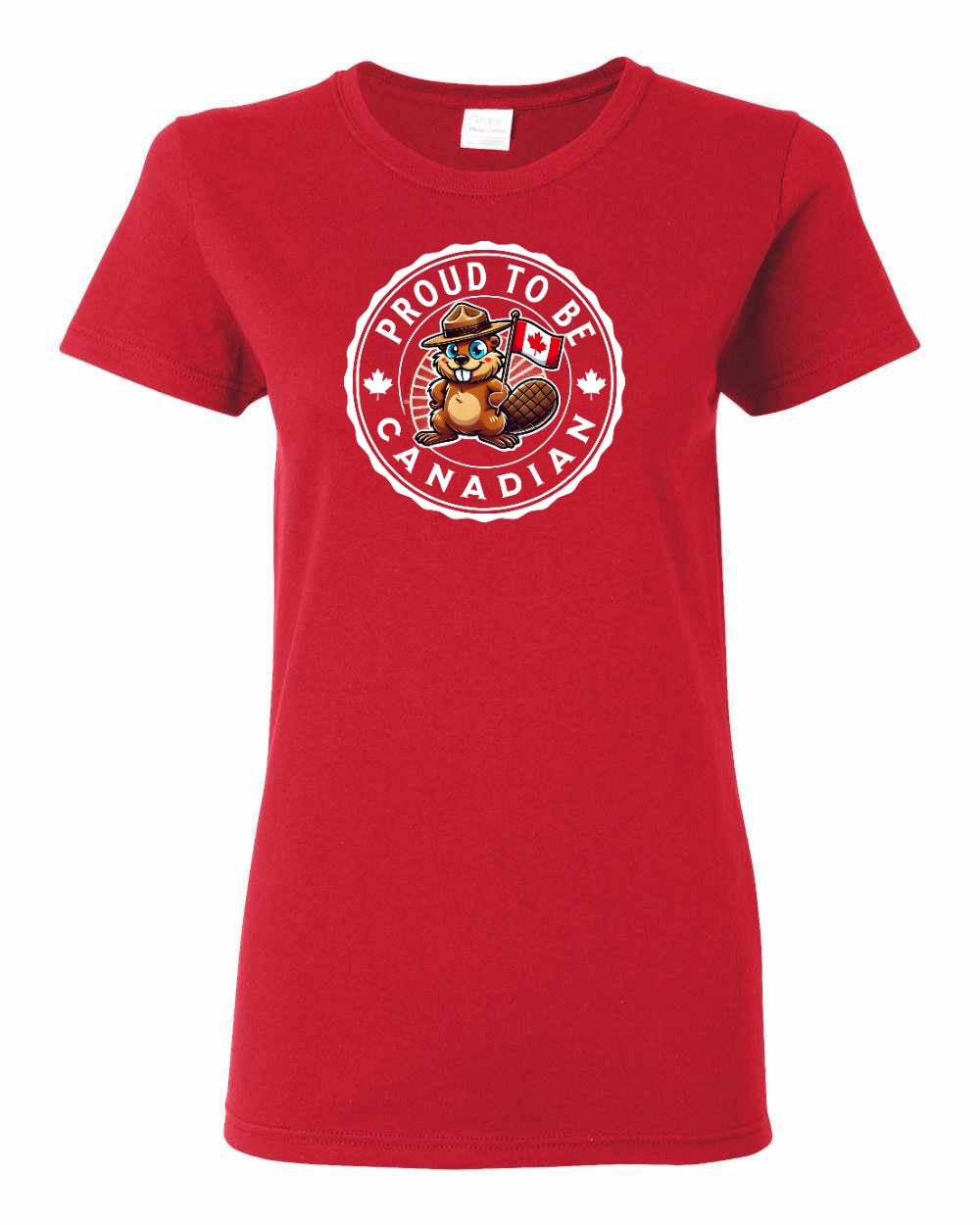 Proud to be Canadian Beaver Women's Tee - Gildan Canada (sewn Internationally)
