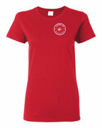 Elbows Up Leaf Left Chest and Back Women's Tee - Gildan Canada (sewn Internationally)