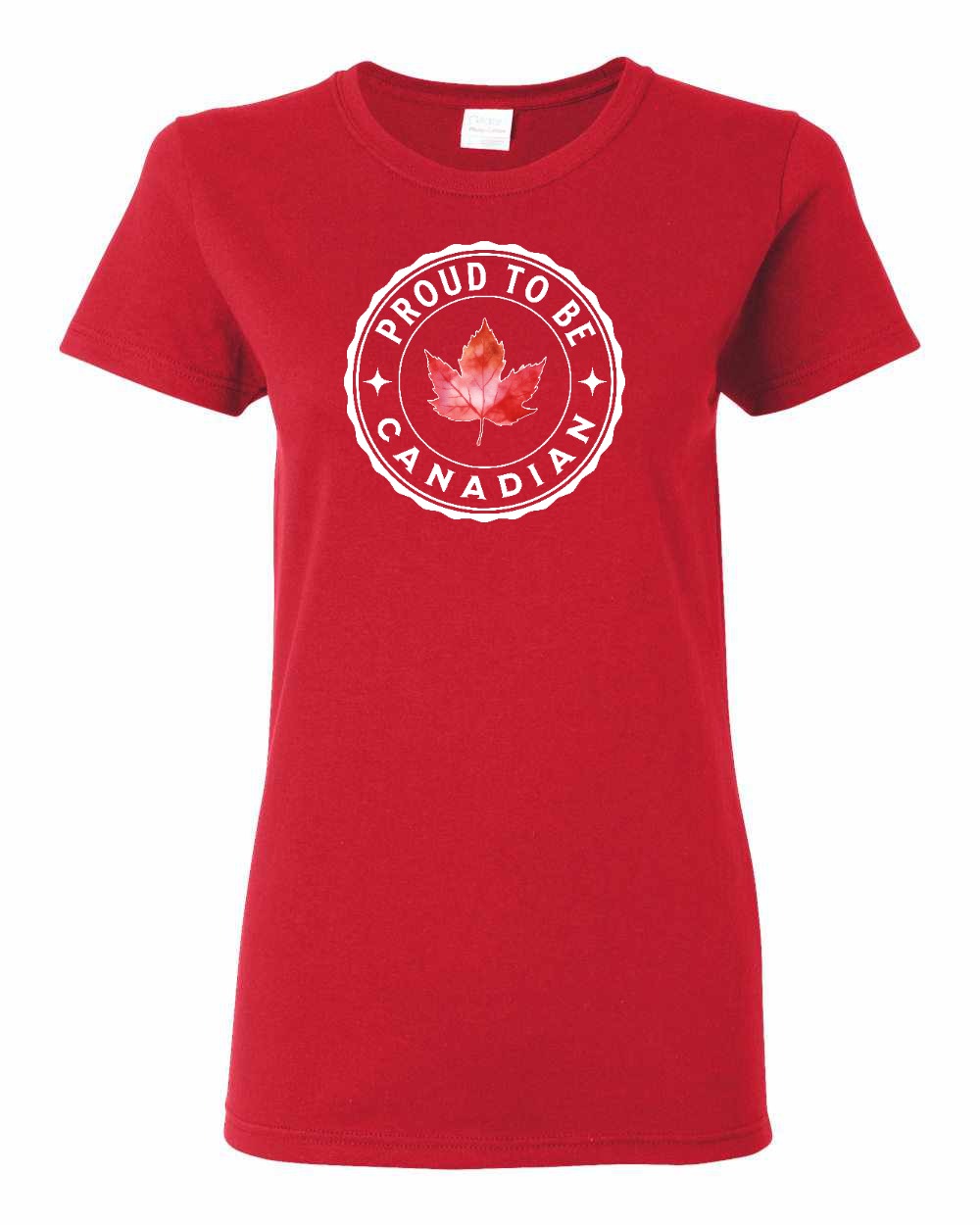 Proud to be Canadian Leaf Women's Tee - Gildan Canada (sewn Internationally)
