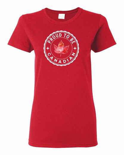 Proud to be Canadian Leaf Women's Tee - Gildan Canada (sewn Internationally)