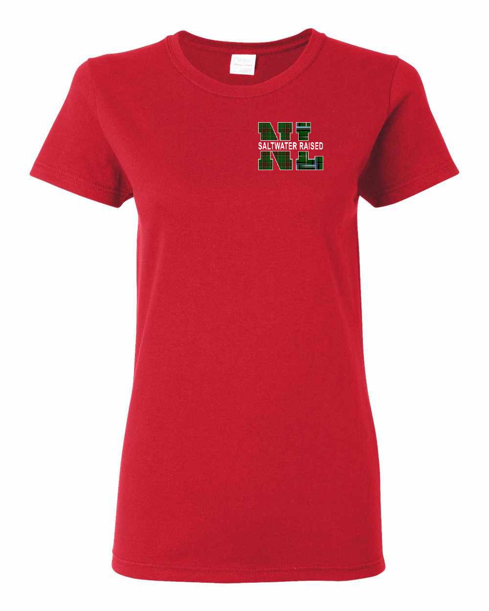 NFLD and Labrador Saltwater Raised Left Chest Women's Tee