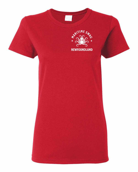 Maritime Swag Newfoundland Octopus Left Chest and Back Women's Tee