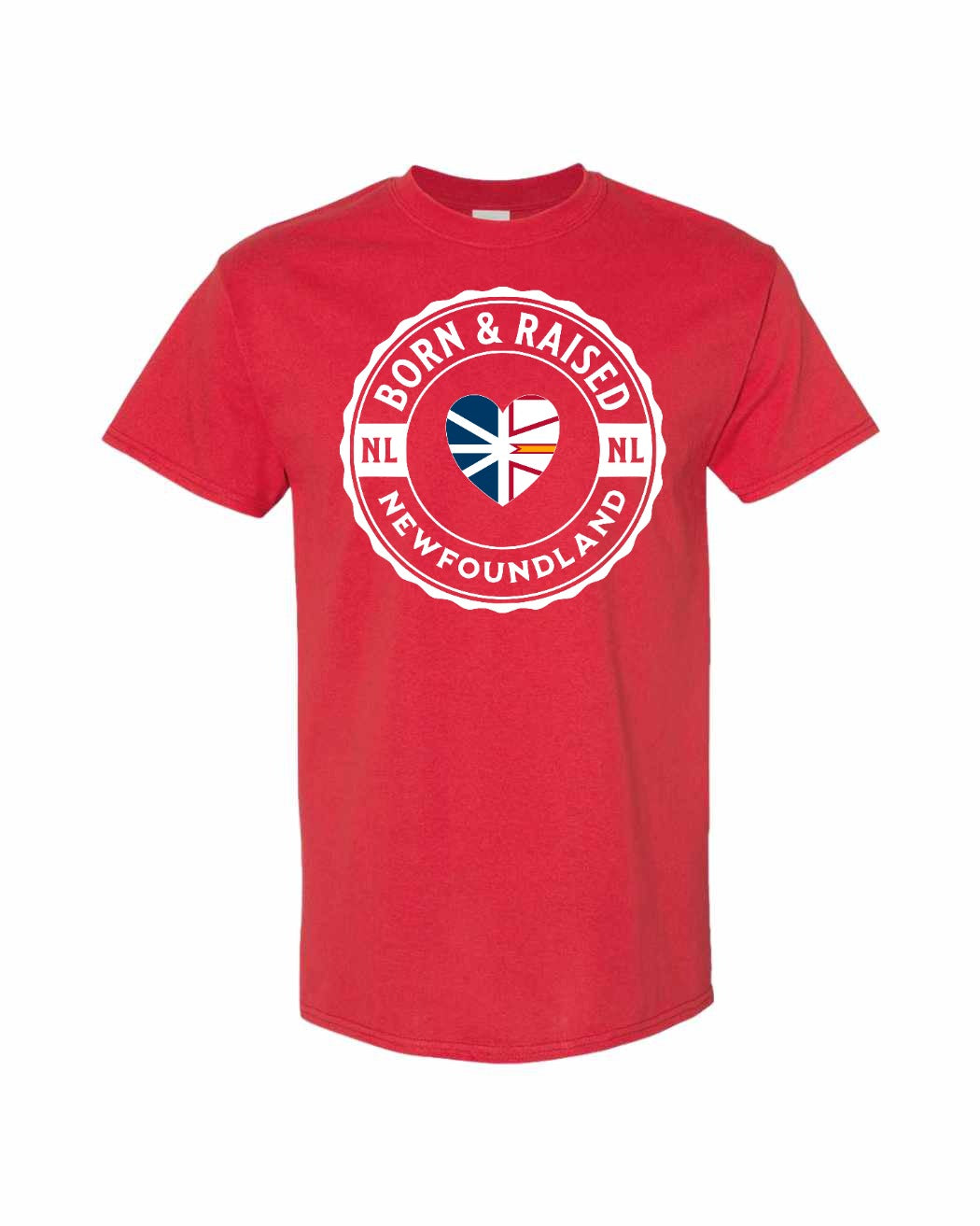 Born and Raised NFLD Heart Flag Men's Tee