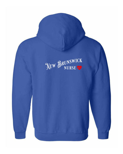 New Brunswick Nurse Left Chest and Back Zip Hoodie