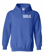 Made In NFLD ( White Lettering) Left Chest and Back Pullover Hoodie - Unisex