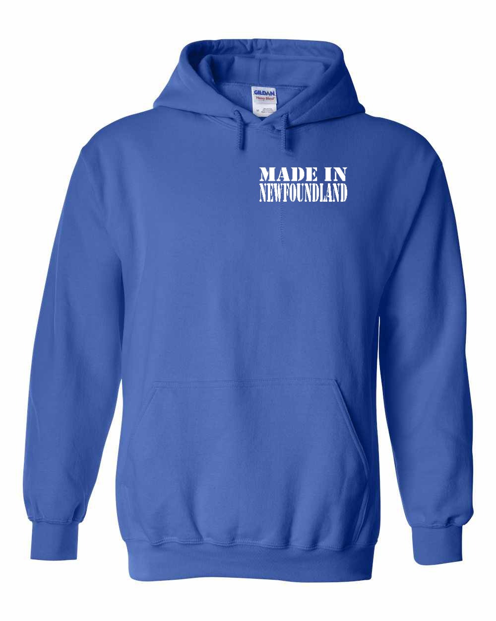 Made In NFLD ( White Lettering) Left Chest Pullover Hoodie - Unisex