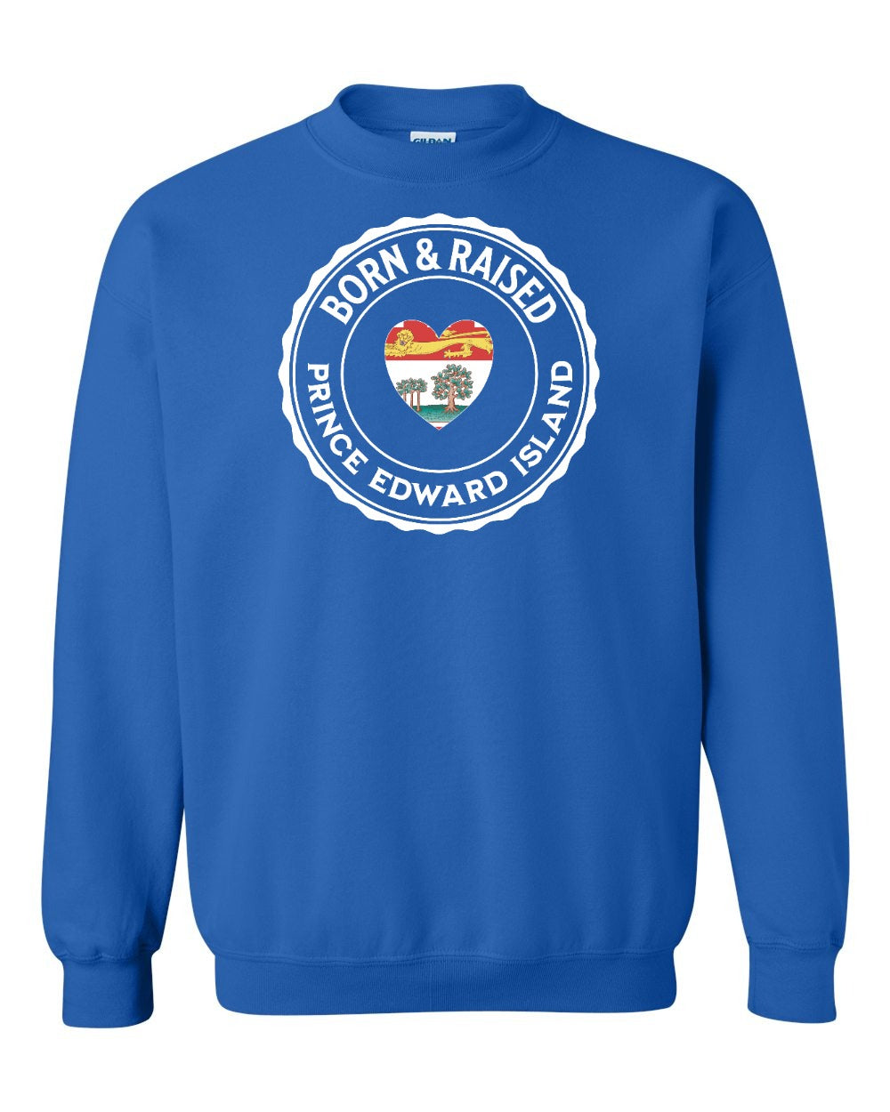 Born and Raised PEI Heart Flag Crewneck Sweatshirt - Unisex
