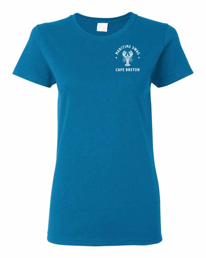 Maritime Swag Cape Breton Mandala white Lobster Left Chest Women's Tee