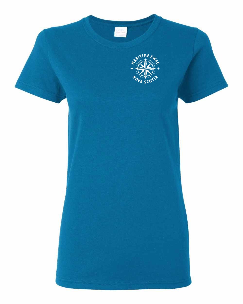Maritime Swag Nova Scotia Compass Left Chest womens-tee