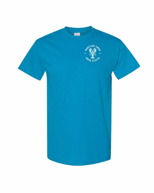 Maritime Swag Nova Scotia Mandala white Lobster Left Chest mens-tee