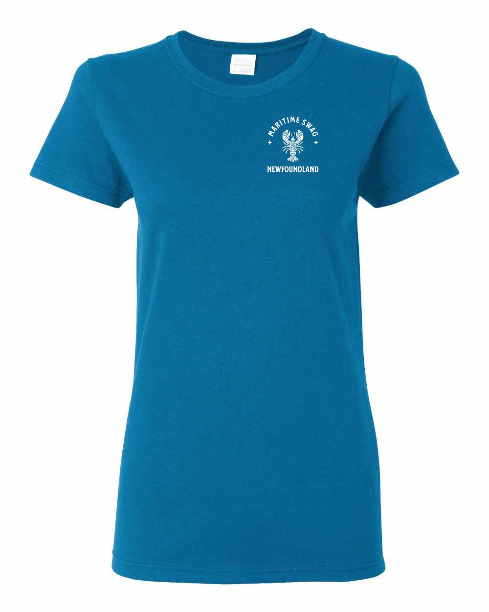 Maritime Swag NFLD Mandala white Lobster Left Chest and Back Women's Tee
