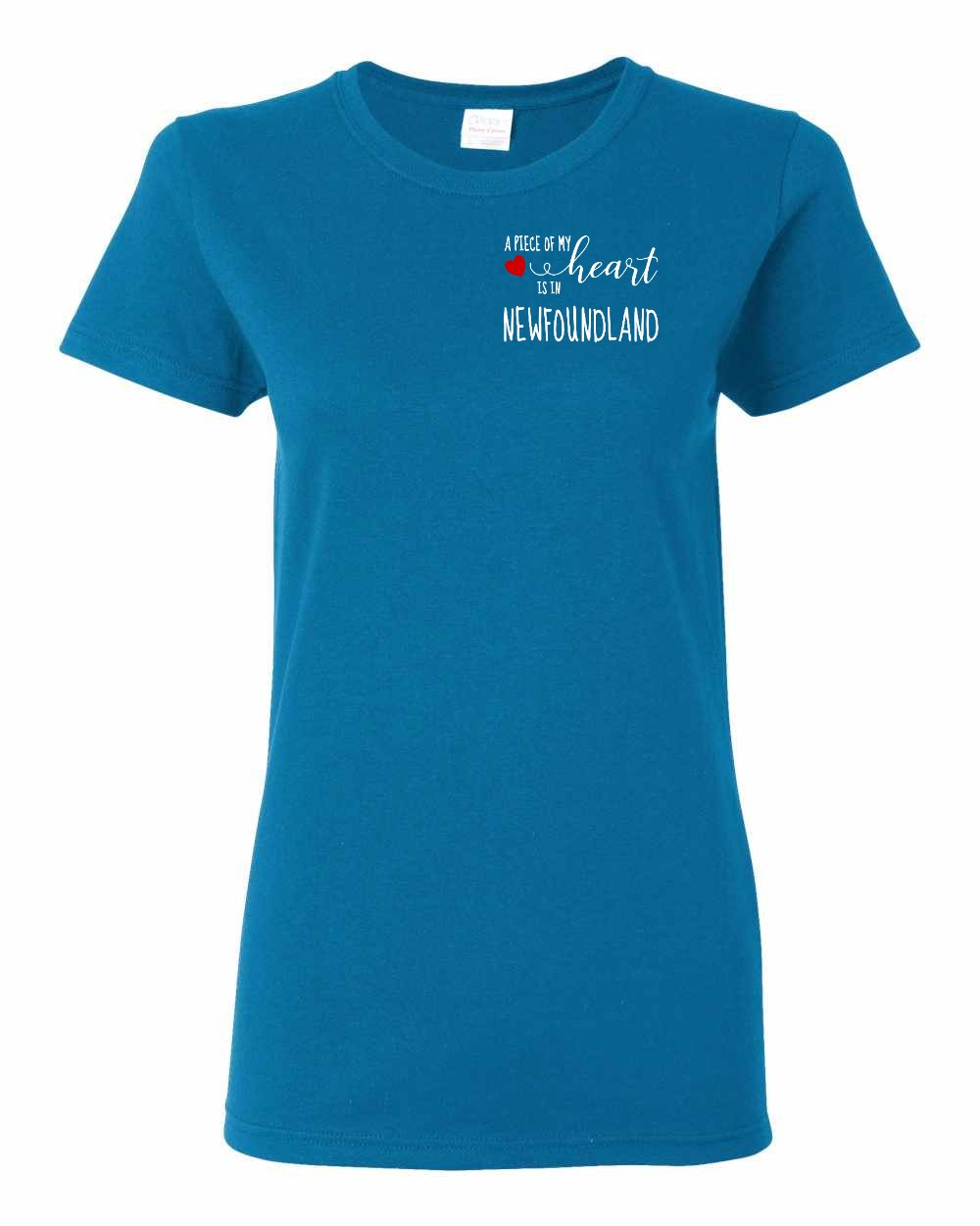 A piece of My heart in NFLD (Red Heart) Left Chest and Back Women's Tee