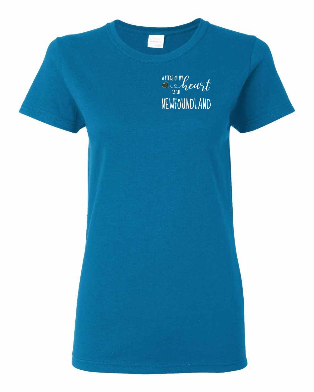 A piece of My heart in NFLD Tartan Heart Left Chest Women's Tee