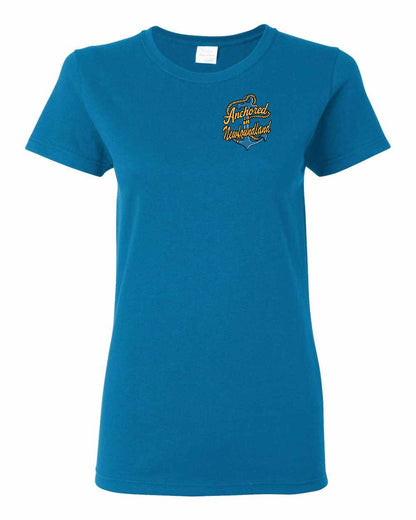 Anchored in Newfoundland (New Design) Left Chest and Back Women's Tee