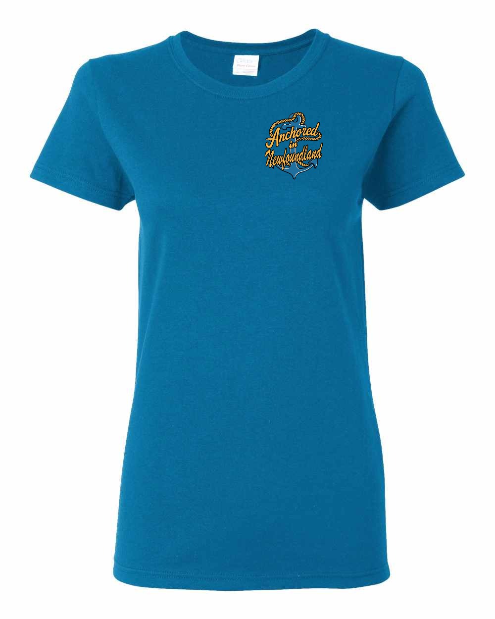 Anchored in Newfoundland (New Design) Left Chest Women's Tee
