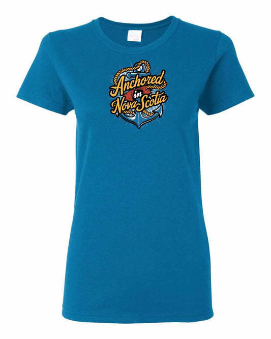 Anchored In Nova Scotia (Old Design) Full womens-tee