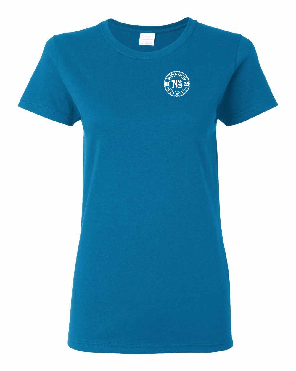 Born & Raised Nova Scotia Left Chest and Back womens-tee