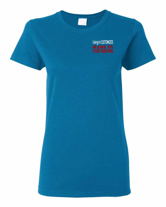 Living in Custom Made in Cape Breton Left Chest Women's Tee