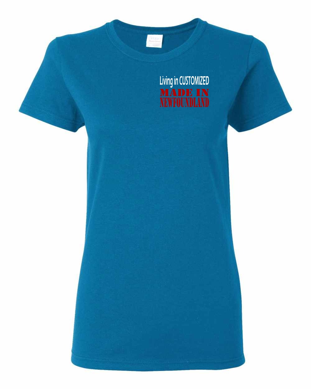 Living in Custom Made in NFLD Left Chest Women's Tee