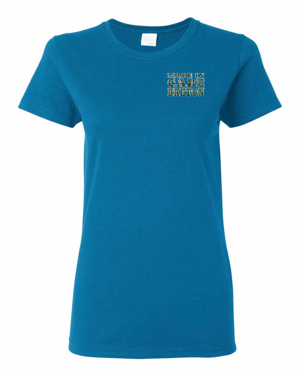 Made In Cape Breton Tartan Left Chest and Back Women's Tee