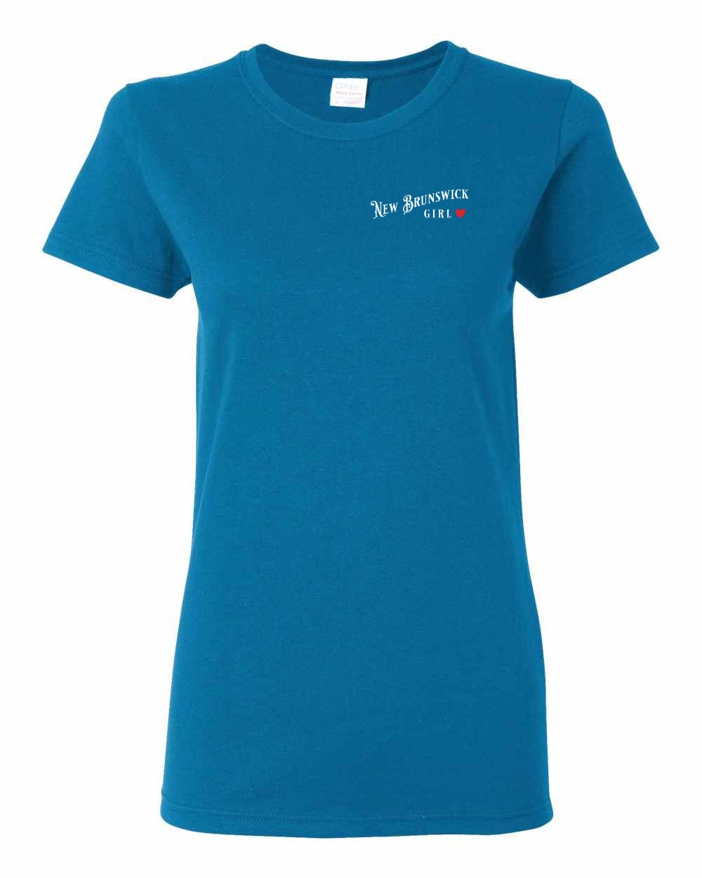 NB Girl Red Heart Left Chest and Back Women's Tee