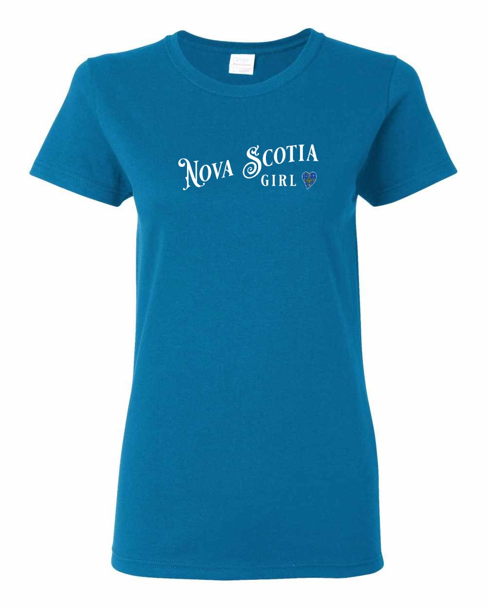 Nova Scotia Girl Tartan Heart Full womens-tee