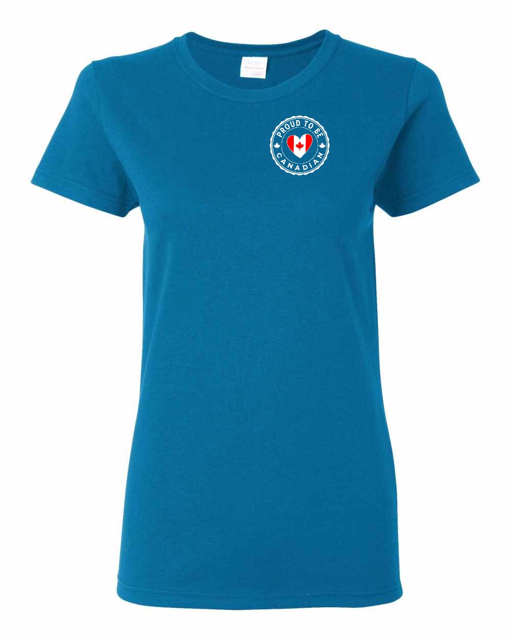 Proud to Be Canadian Heart Left Chest And Back Women's Tee - Gildan Canada (sewn Internationally)
