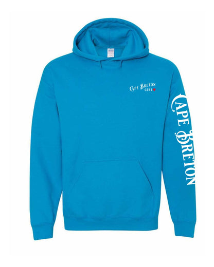 Cape Breton Girl Red Heart Left chest and Sleeve Pullover Hoodie