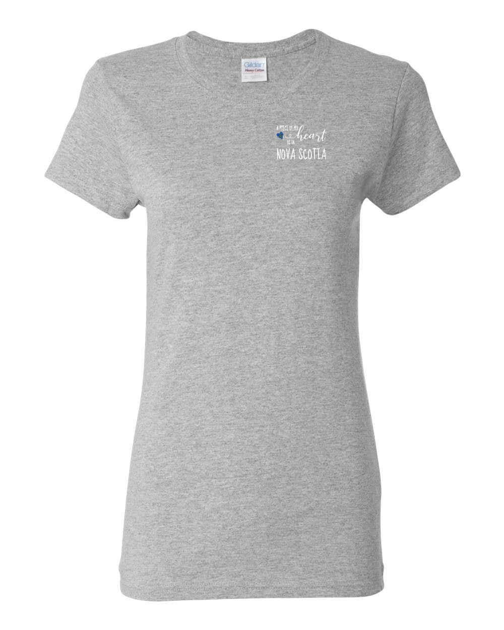 A piece of My heart in Nova Scotia (Tartan Heart) Left Chest and Back womens-tee