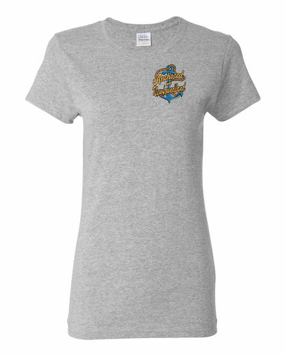 Anchored in Newfoundland (New Design) Left Chest and Back Women's Tee