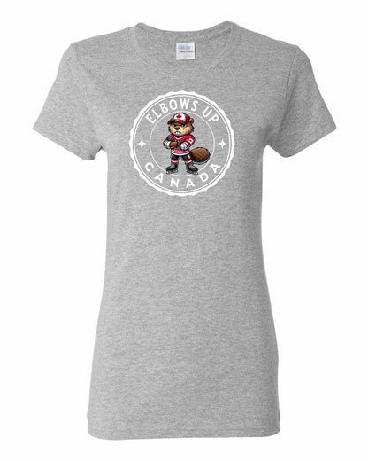 Elbows Up Beaver Full Front Women's Tee