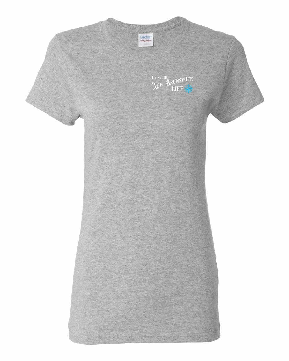 Living the NB Life blue Left Chest and Back Women's Tee