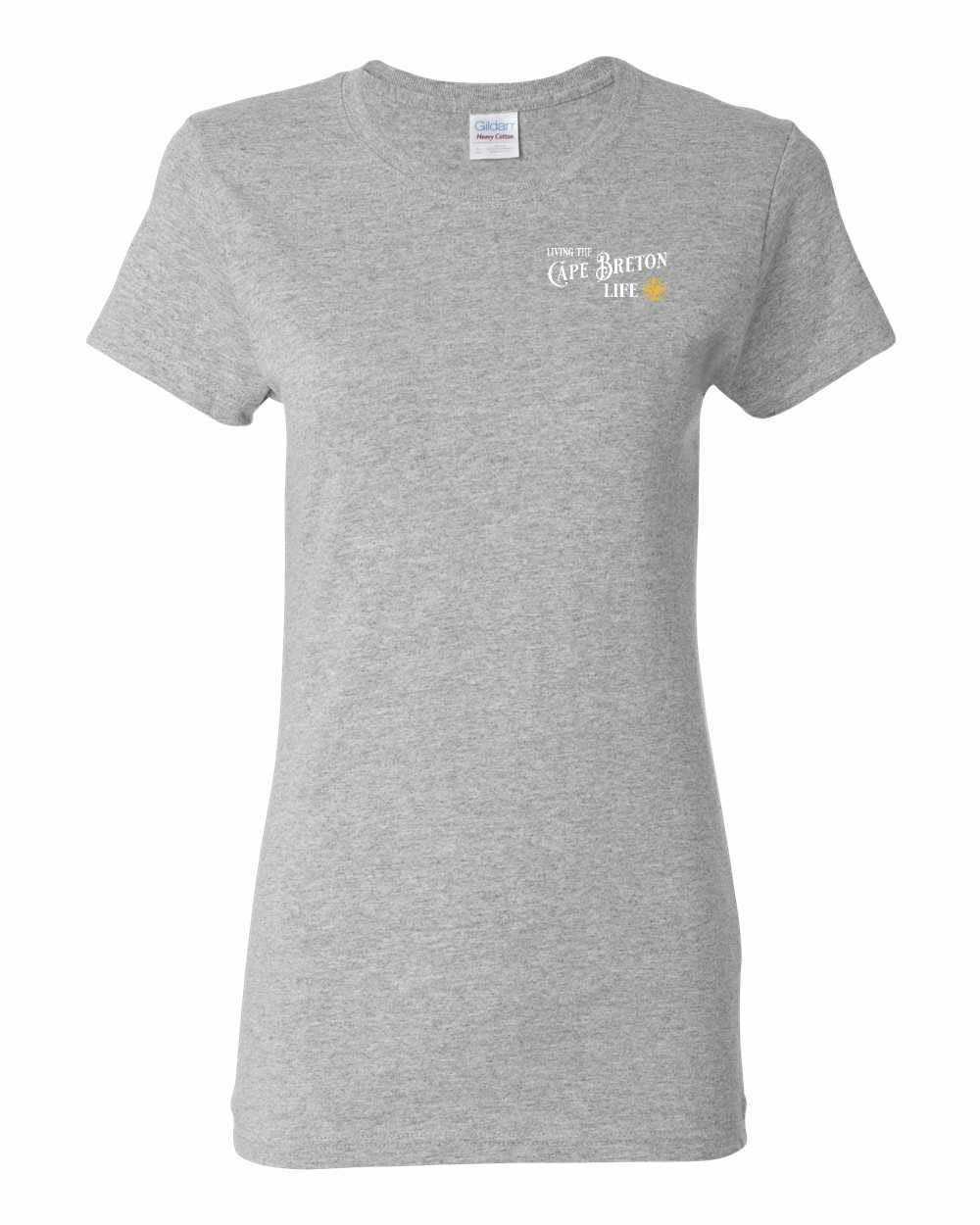 Living the Cape Breton Life yellow Left Chest Women's Tee